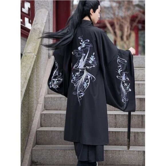 Ancient knight Unisex Kimono Swordsman Traditional Embroidered Ethnic Robe - Picture 1 of 16